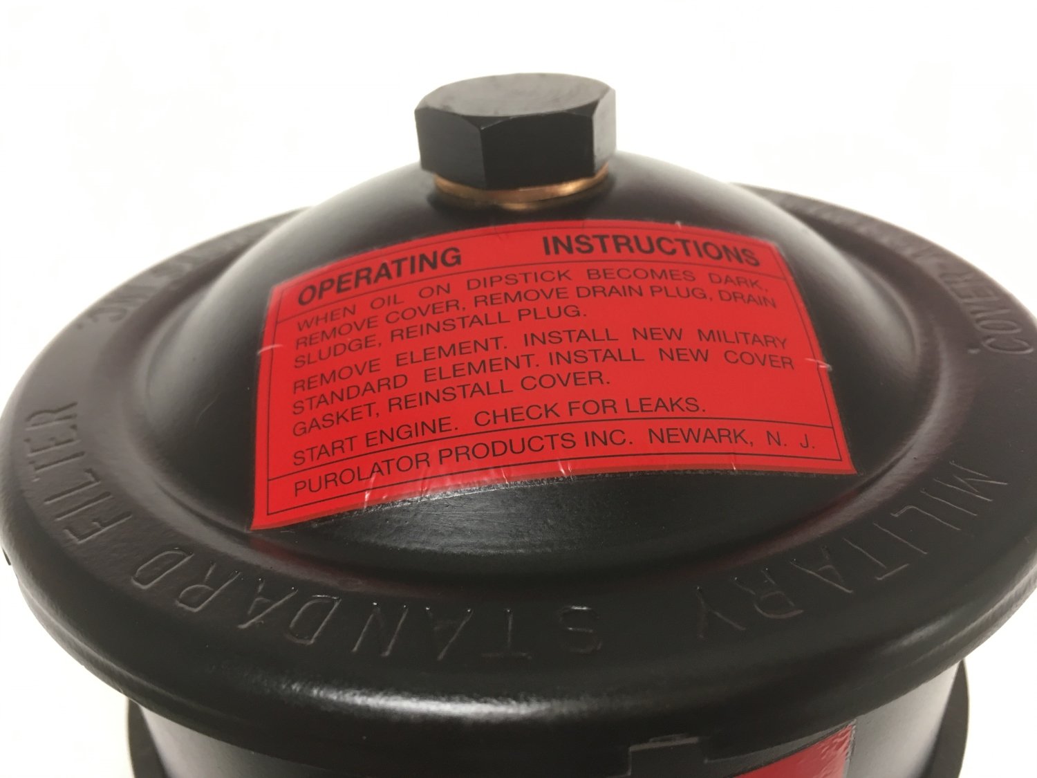 OIL FILTER, assy w/ clamps and decal (PUROLATOR) Desmet Jeepparts